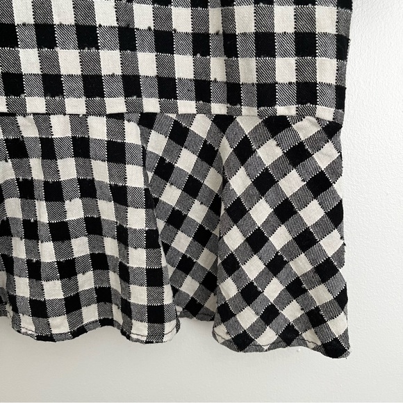 Zara Womens Black White Plaid Long Sleeve Collared Mini Dress Size L - Picture 6 of 6